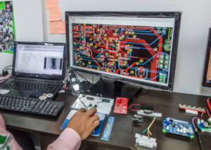 svatar engineer is designing pcb board for beauty equipment